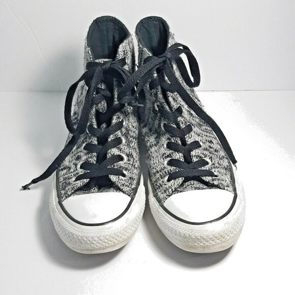 Converse High Hi Top Sneakers Shoes Gray Black Space Dye Knit Womens 6 Mens 4 - Picture 3 of 12